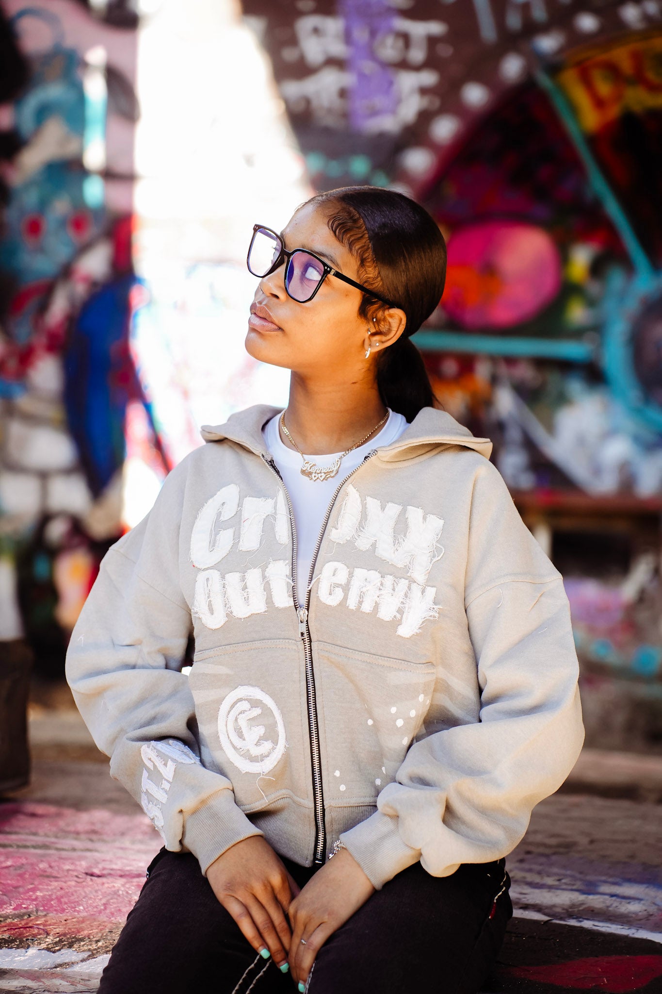 Grey” croxxoutenvy “ zip up