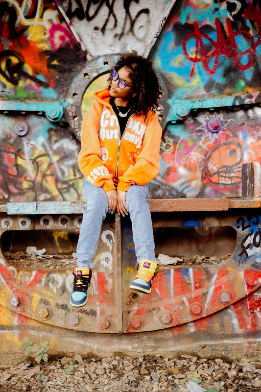 Orange “ croxxoutenvy “ zip up