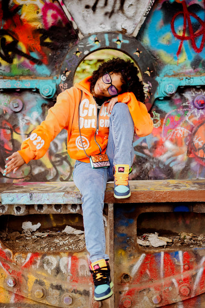 Orange “ croxxoutenvy “ zip up