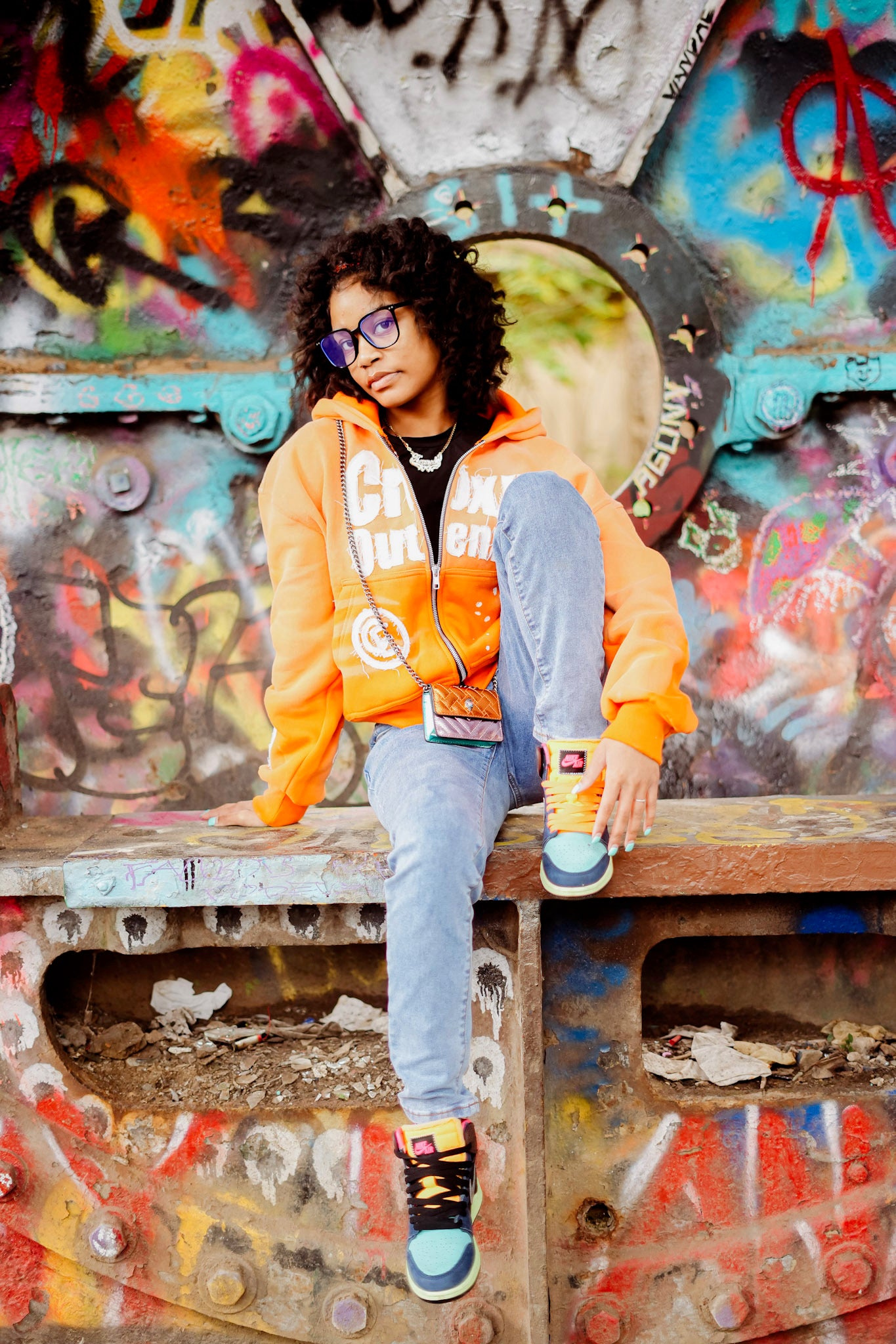 Orange “ croxxoutenvy “ zip up