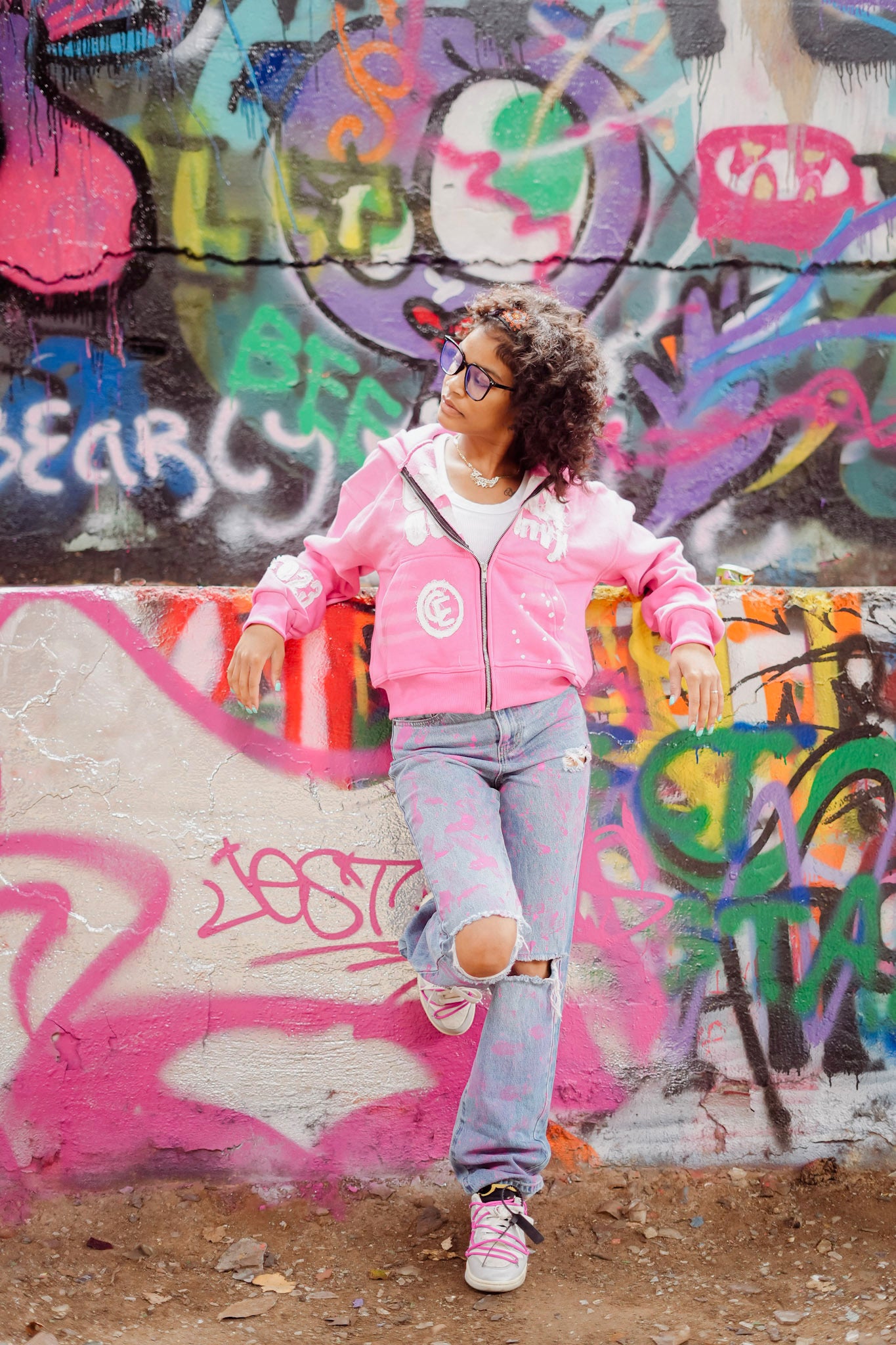 Pink “ croxxoutenvy “ zip up