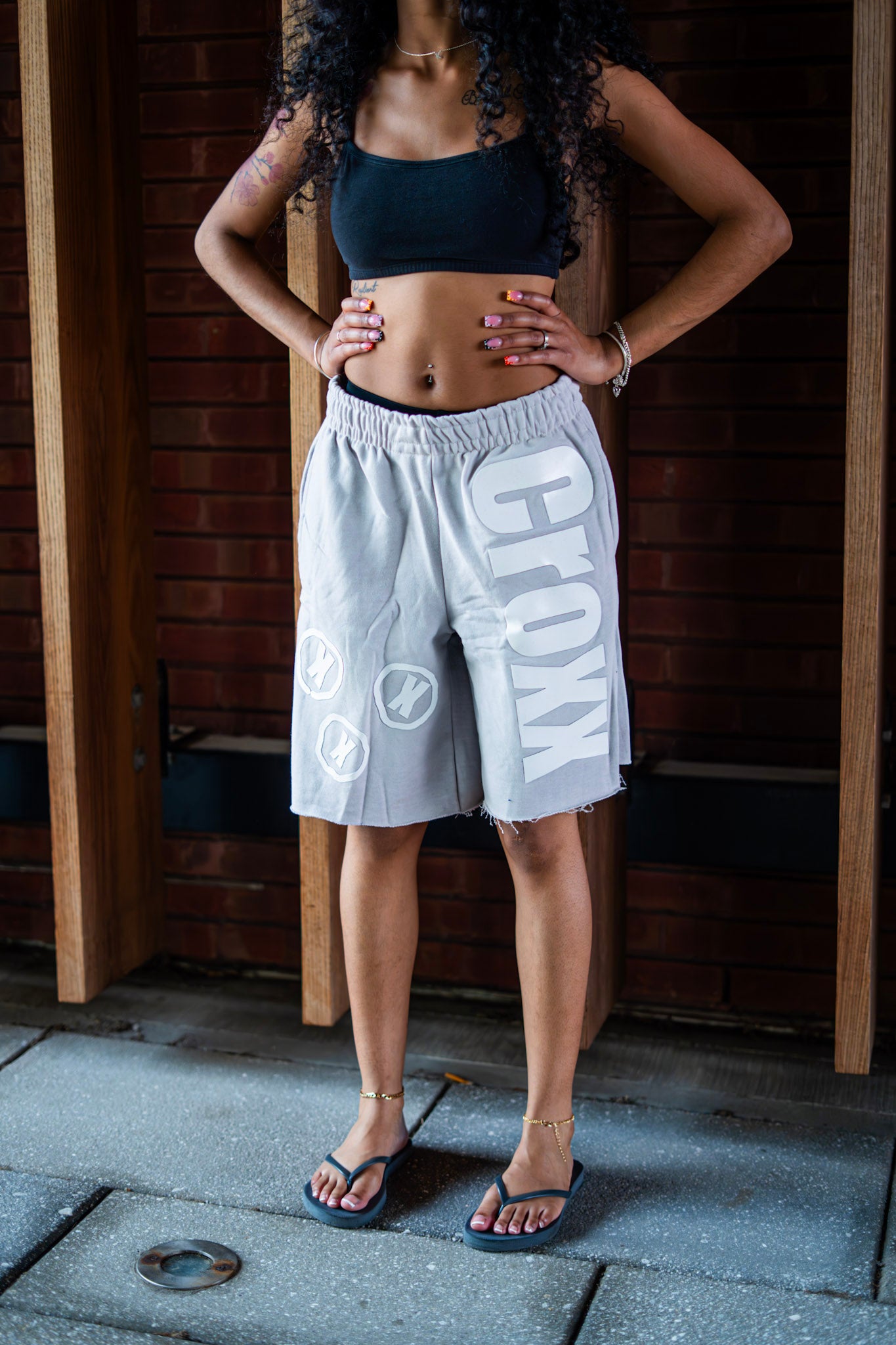 Gray & white shorts