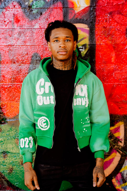 Green” croxxoutenvy “ zip up