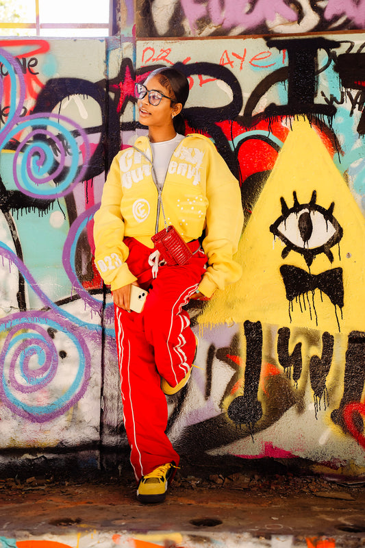 Yellow “ croxxoutenvy “ zip up